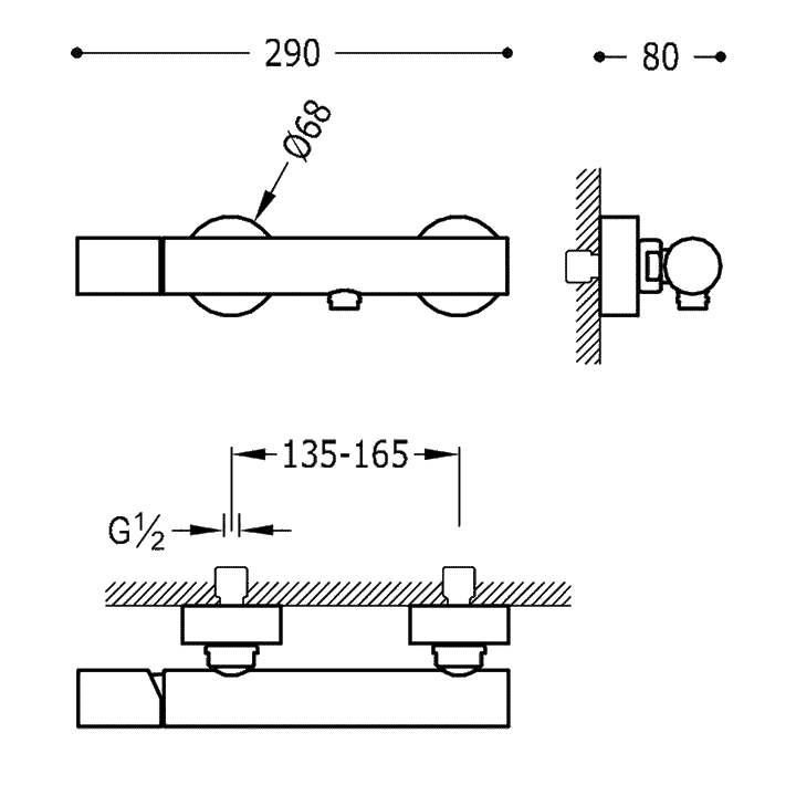 Baterie Duș Inox Mat Study-Exclusive Tres 26116701AC