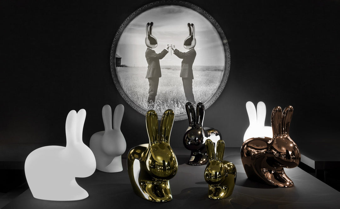 Scaun Rabbit Chair Baby Metal Finish Silver, Qeeboo