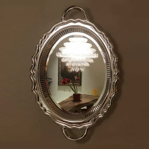 Oglindă multifuncțională Plateau Miroir Metal Finish Silver, Qeeboo