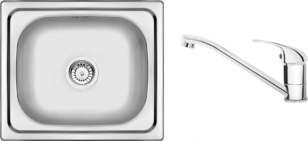 Xylo Set de chiuvetă bucătărie inox fără picurător + baterie de bucătărie crom ZENA0103 Deante