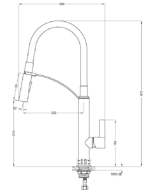Gerbera Baterie chiuvetă de bucătărie cu montaj pe blat crom-alb BGB_W720 Deante