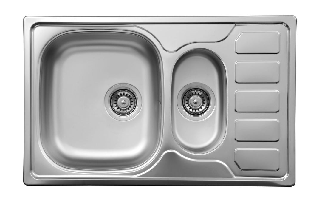 Soul Chiuvetă de bucătărie cu 1,5 compartimente cu scurgere satin ZEO_0513 Deante