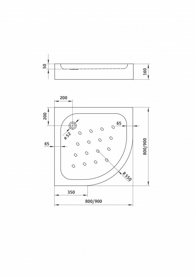 Standard New Cădiță semi rotundă 80 cm alb KTA_054B Deante