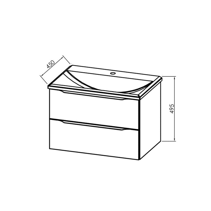 Set mobilier suspendat alb cu lavoar 70x49.5cm Tara 70, Kolpasan