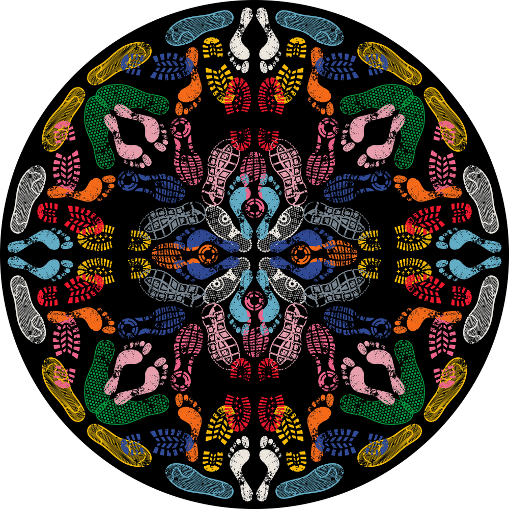 Covor Let's Dance Animal Traces Dark Round, Qeeboo