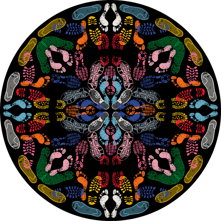 Covor Let's Dance Animal Traces Dark Round, Qeeboo