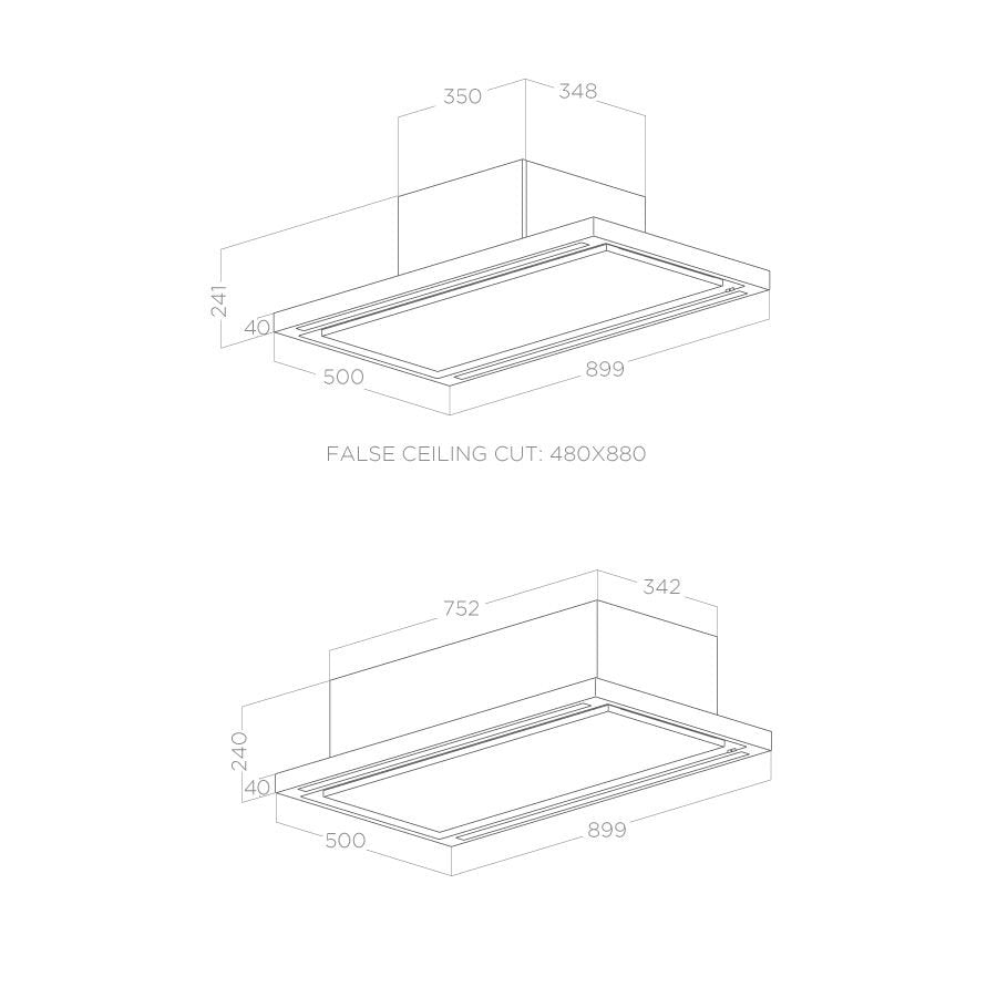 Hotă Inox Cloud Seven Montaj Pe Tavan 90cm IX/A/90, Elica