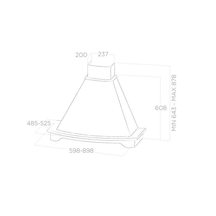 Hotă Albă Coraline Montaj Pe Perete 90cm WH/A/90 T.Grezzo, Elica