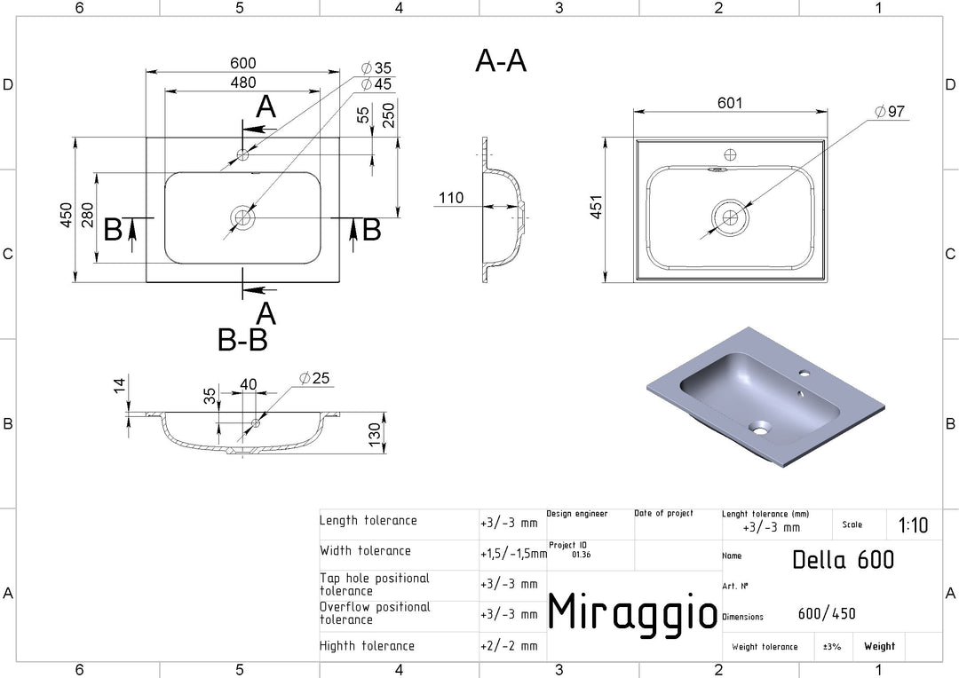 Lavoar pe blat Della 600, Miraggio