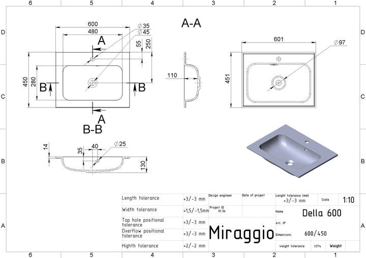 Lavoar pe blat Della 600, Miraggio