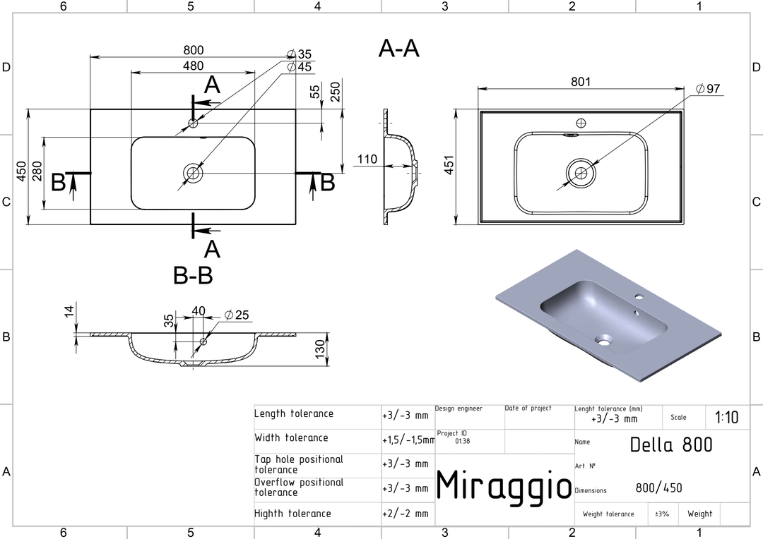 Lavoar pe blat Della 800, Miraggio