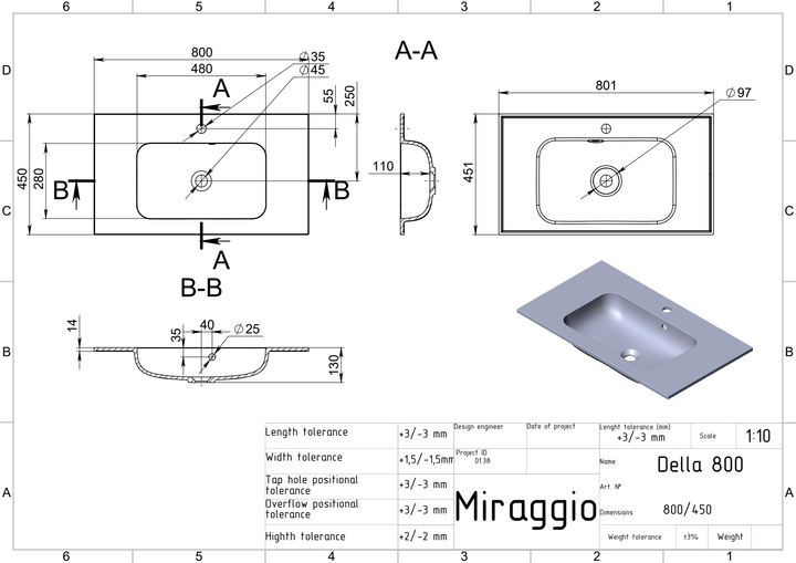 Lavoar pe blat Della 800, Miraggio