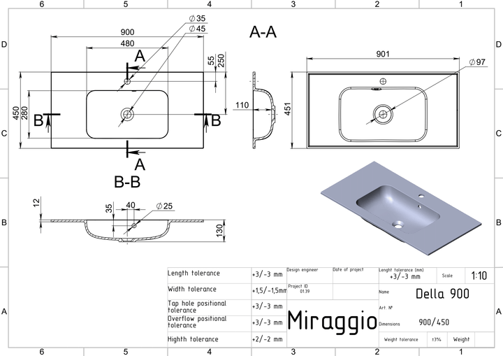 Lavoar pe blat Della 900, Miraggio