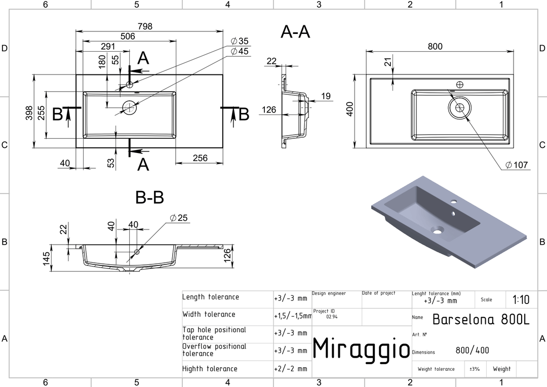 Lavoar pe blat Barcelona 800L, Miraggio