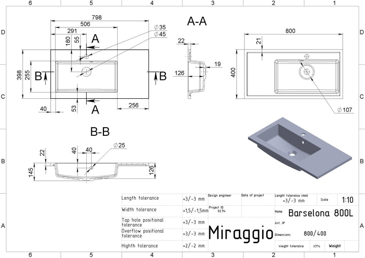 Lavoar pe blat Barcelona 800L, Miraggio