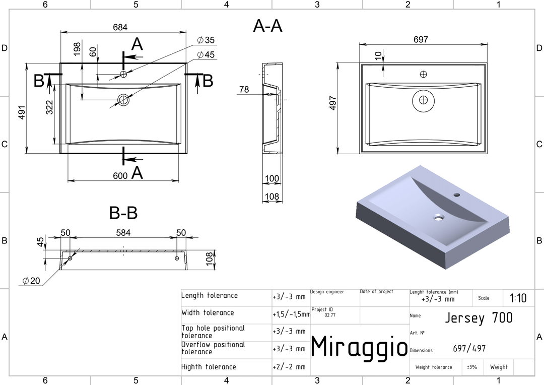 Lavoar pe blat Jersey 700, Miraggio