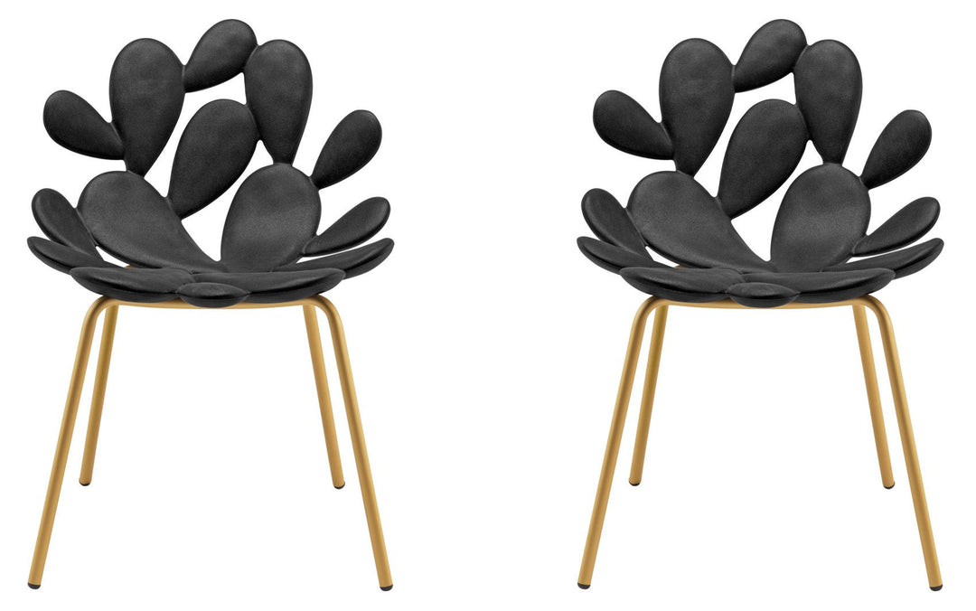 Set 2 Scaune Filicudi Black - Brass, Qeeboo