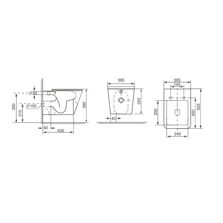 Set vas WC suspendat 52.5x36.5cm cu capac Soft Close Paris-BM Fluminia