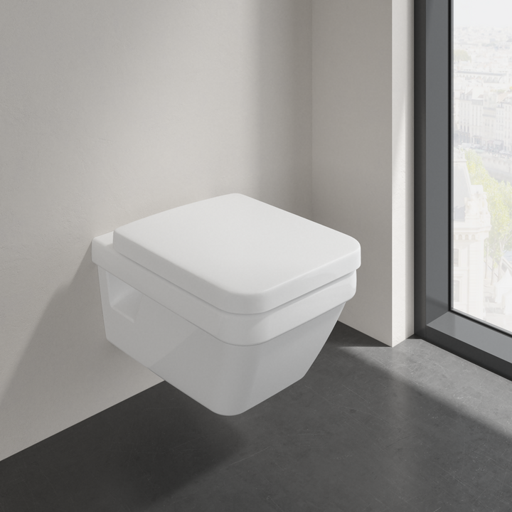 Set vas WC suspendat Dreptunghiular cu capac 37x53cm Direct Flush Architectura, Villeroy & Boch