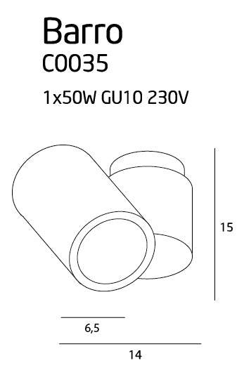 Spot BARRO C0035, Negru