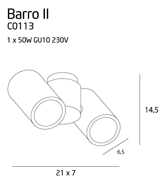 Spot BARRO C0114, Negru