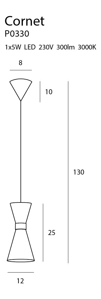 Pendul CORNET P0330, Negru-Auriu