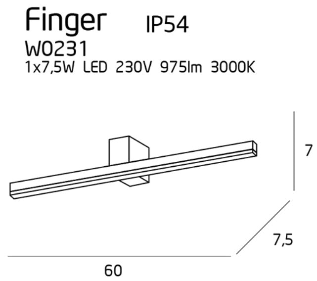 Aplică Baie FINGER W0231, Negru