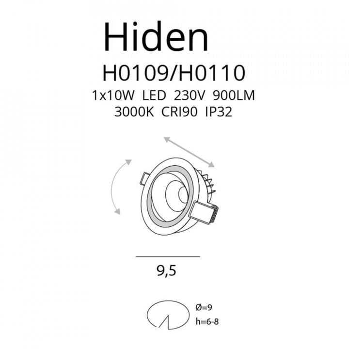 Spot HIDEN H0110, Negru