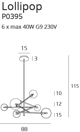 Candelabru LOLLIPOP P0395, Negru