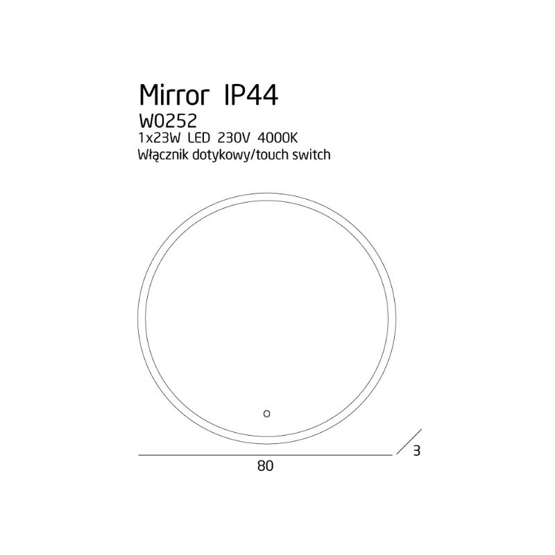 Oglindă Baie MIRROR W0252, Crom