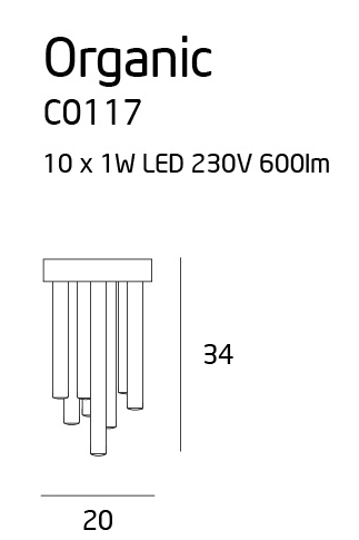 Plafonieră ORGANIC C0117, Crom