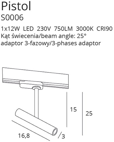 Plafonieră PISTOL S0006, Negru