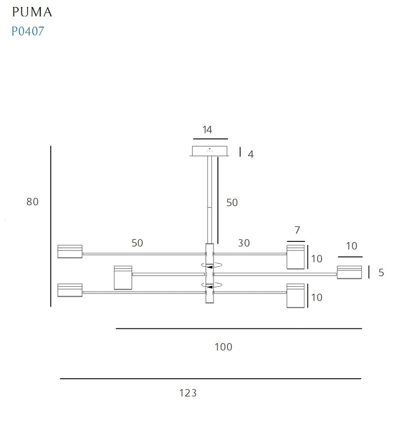 Candelabru PUMA P0407, Negru-Auriu