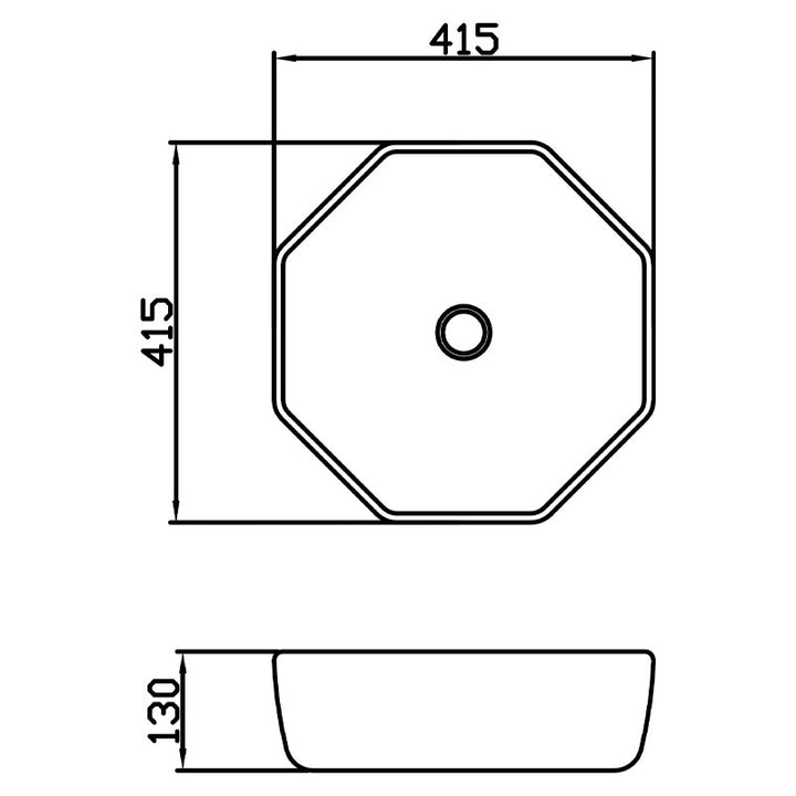 Lavoar octogonal pe blat 41.5x41.5cm Briliant, Fluminia