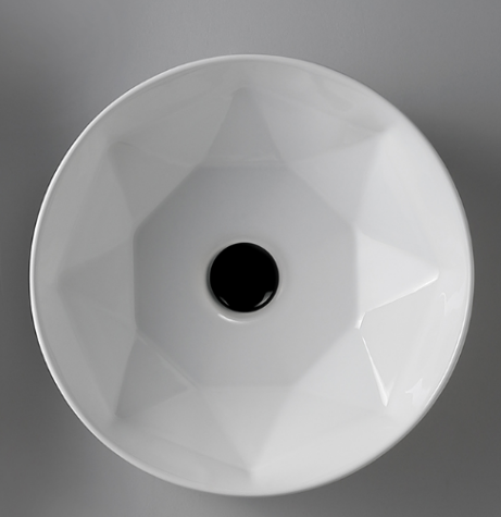 Lavoar rotund cu interior hexagonal pe blat 40x40cm Crystal, Fluminia