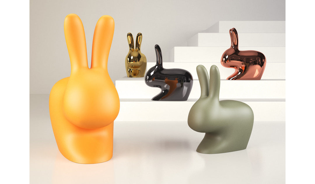Scaun Rabbit Chair Baby Metal Finish Black, Qeeboo