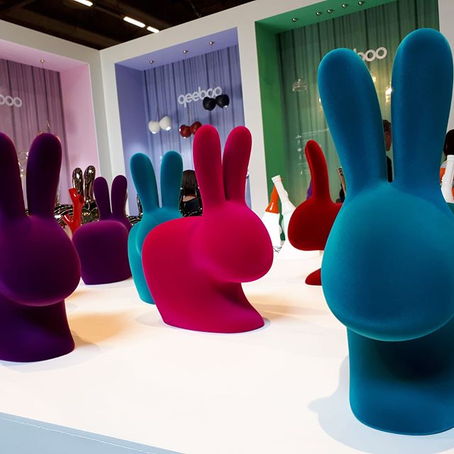 Scaun Rabbit Chair Baby Velvet Finish Turquoise, Qeeboo