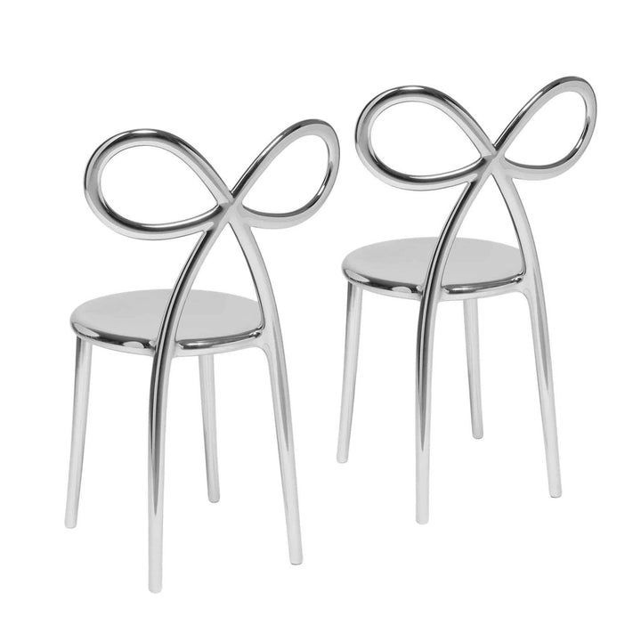 Set 2 scaune Ribbon Metal Finish Silver, Qeeboo