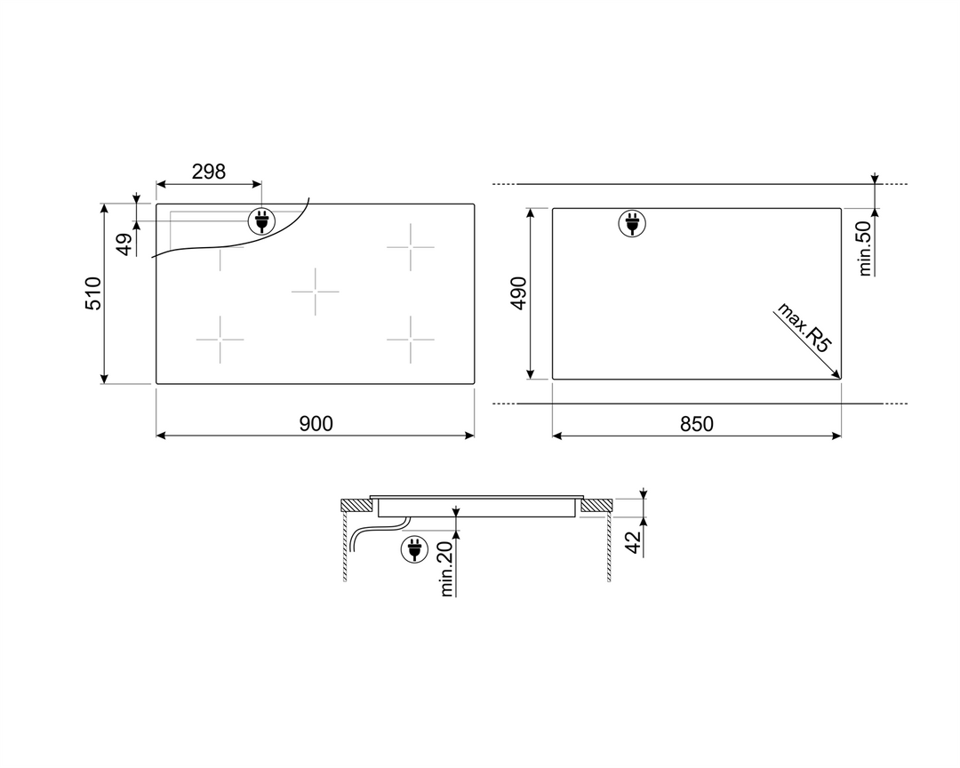 Plită electrică Universale SE395ETB, Smeg