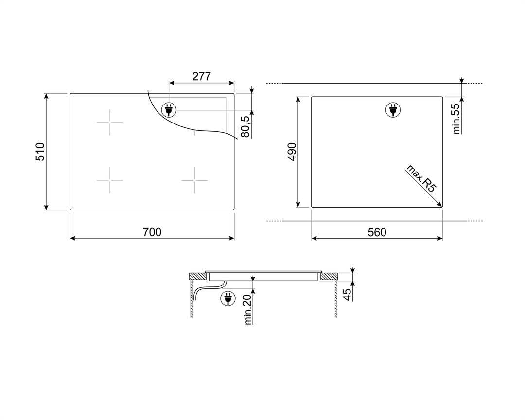 Plită inducție Universale SI1M7733B, Smeg