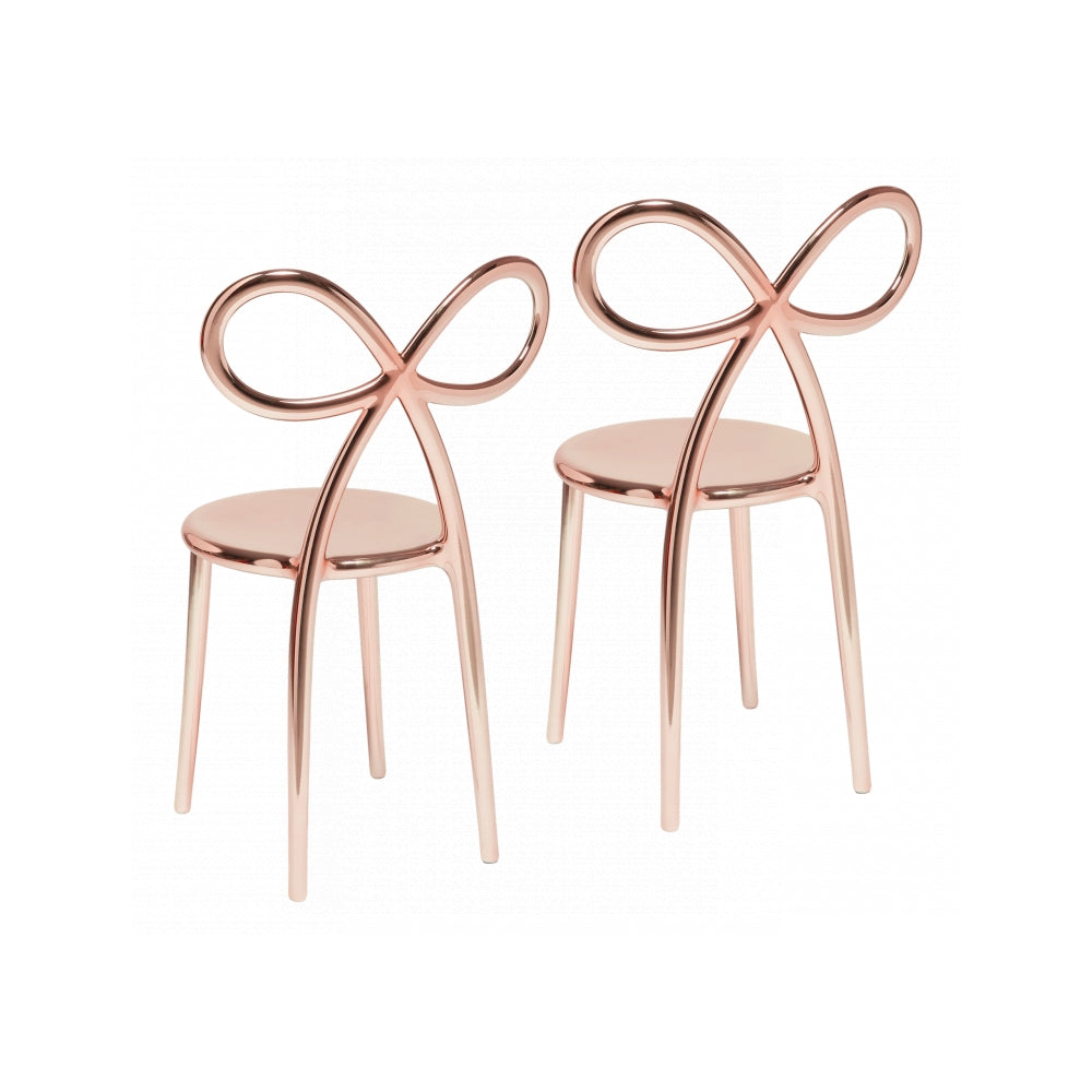 Set 2 scaune Ribbon Metal Finish Pink Gold, Qeeboo