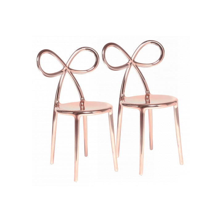 Set 2 scaune Ribbon Metal Finish Pink Gold, Qeeboo
