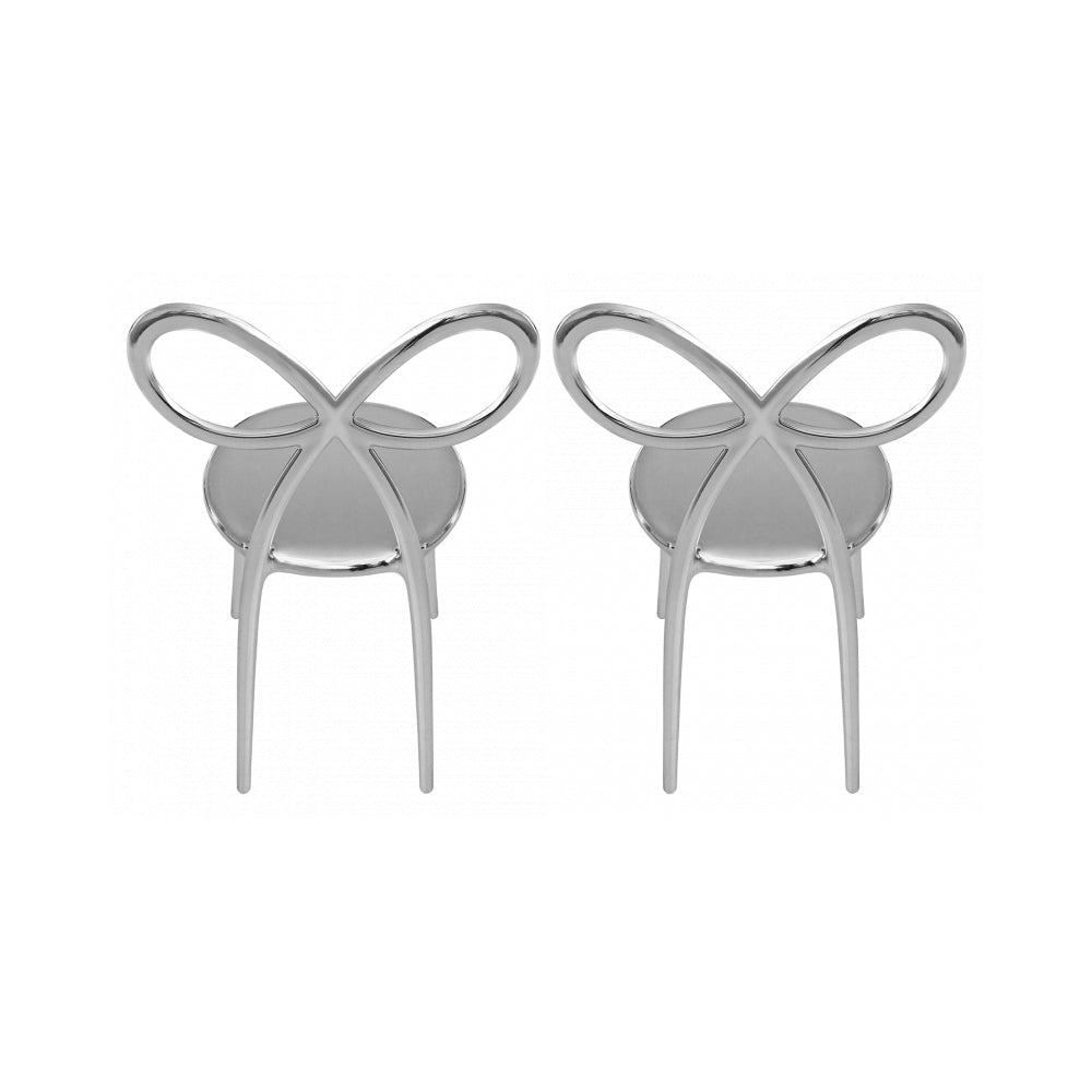 Set 2 scaune Ribbon Metal Finish Silver, Qeeboo