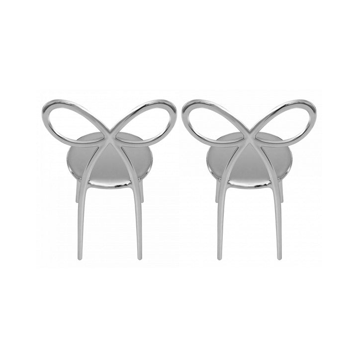 Set 2 scaune Ribbon Metal Finish Silver, Qeeboo