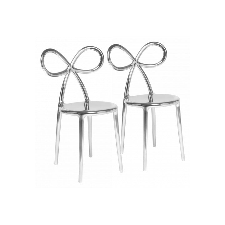 Set 2 scaune Ribbon Metal Finish Silver, Qeeboo