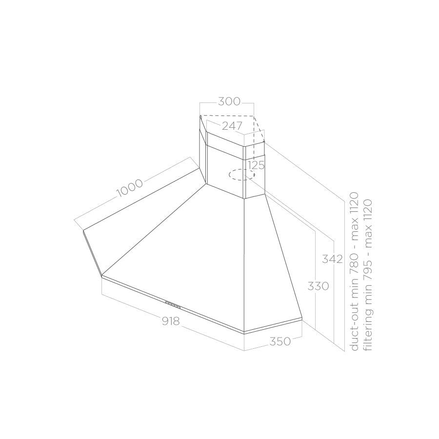 Hotă Inox Acuta Montaj Pe Colț 100cm IX/F/100, Elica