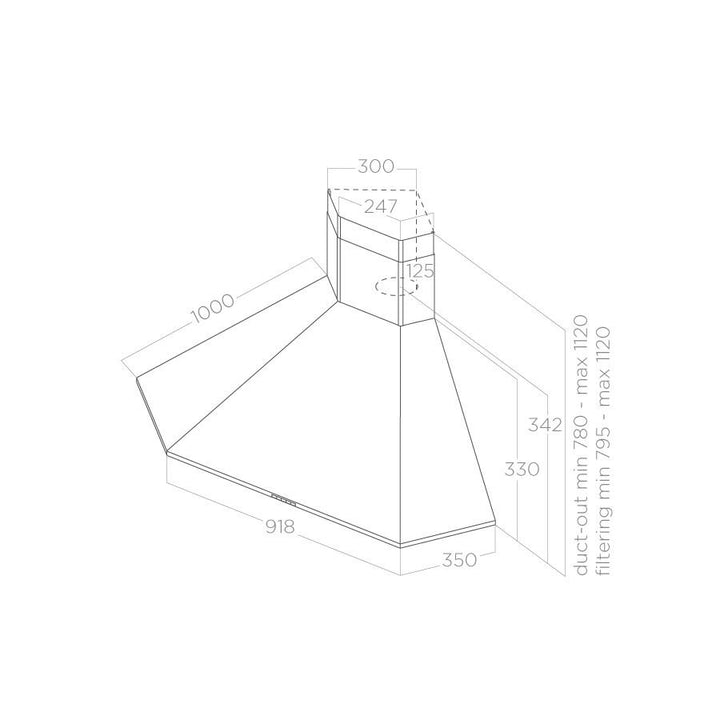 Hotă Inox Acuta Montaj Pe Colț 100cm IX/F/100, Elica