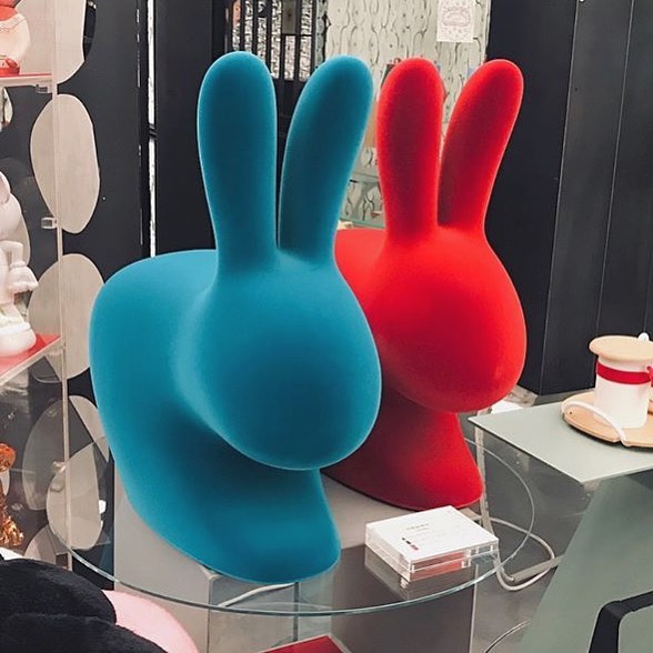 Scaun Rabbit Chair Baby Velvet Finish Turquoise, Qeeboo