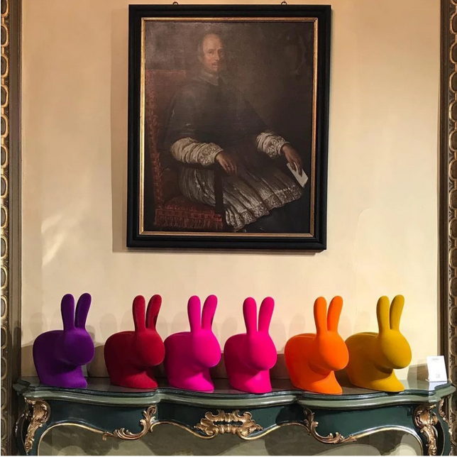 Scaun Rabbit Chair Baby Velvet Finish Purple, Qeeboo