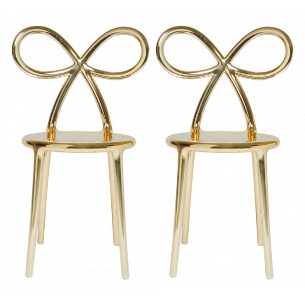 Set 2 scaune Ribbon Metal Finish Gold, Qeeboo